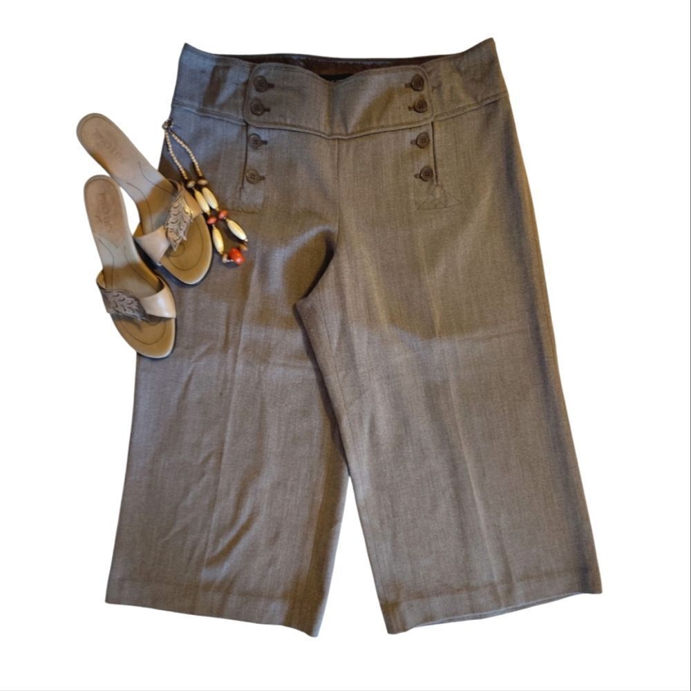 Lane Bryant Y2K Brown Sailor Front High Rise Wide Leg Capri Pants Plus 14 Grunge